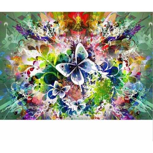 Full ROUND Diamond 5D DIY Diamond Painting "Colorful butterfly" Embroidery Cross Stitch Rhinestone Mosaic Painting Decor Gift