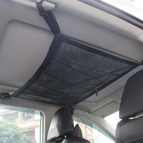 Car Ceiling Mesh Storage Bag Adjustable Portable Car Roof Net Pocket Flexible Stretchable Luggage Sundries Storage Organizer