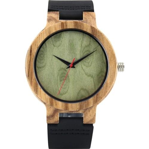 2021 Top Gift Black/Coffee/Green Dial Natural Bamboo Wood Watch Men Women Genuine Leather Wooden Clock Male hour Reloj de madera