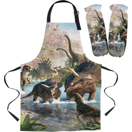 Jurassic Period Dinosaur Apron Kitchen Baking Accessories Kitchen Bib For Cooking Aprons For Woman Apron Kit