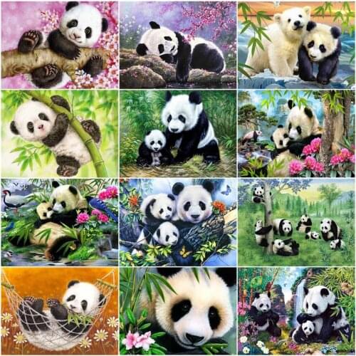 GATYZTORY Pictures By Numbers Animals Panda HandPainted Kits Drawing Canvas Oil Painting Home Decoration DIY Gift 40x50cm