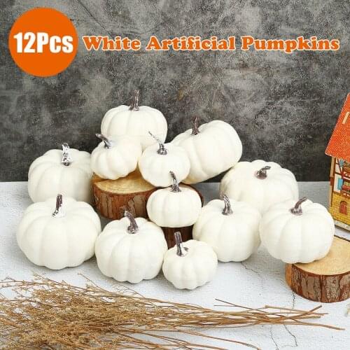 12pcs Simulation Pumpkin Fake 3 Size Artificial Vegetable Happy Halloween Decoration Home Halloween Props Diy Crafts Deroration