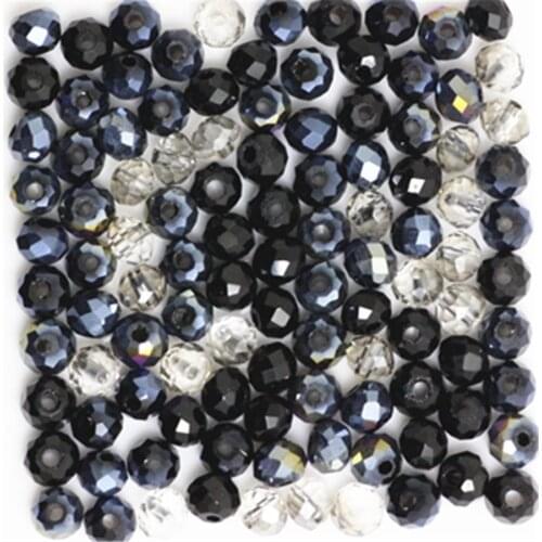 Isywaka Black Multicolor 3*4mm 145pcs Rondelle Austria faceted Crystal Glass Beads Loose Spacer Round Beads for Jewelry Making
