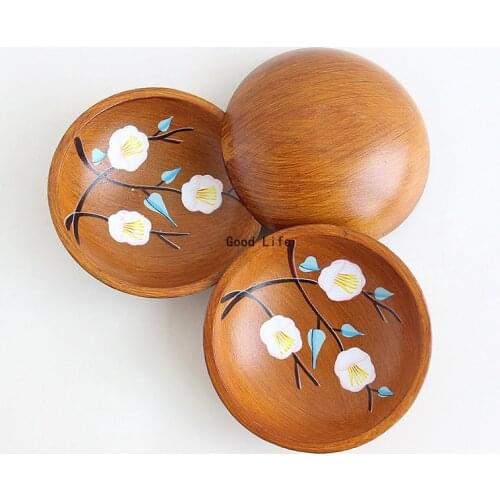 Creative Wooden Dishes Pastoral Style Fruit Tray Hand-painted Candy Plate Home Desktop Melon Seed Storage Tray