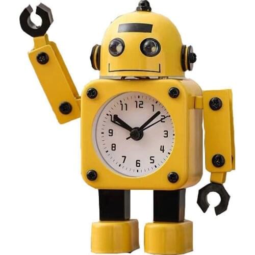 Cute metal robot alarm clock Childrens alarm clock students alarm clock simple ins mute desk bedroom bedside small ornaments
