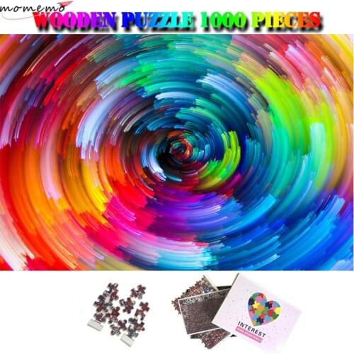 MOMEMO Rainbow Vortex 1000 Pieces Wooden Jigsaw Puzzles Beautiful Art Pattern Puzzle Games for Adults Kids Customized Puzzle Toy