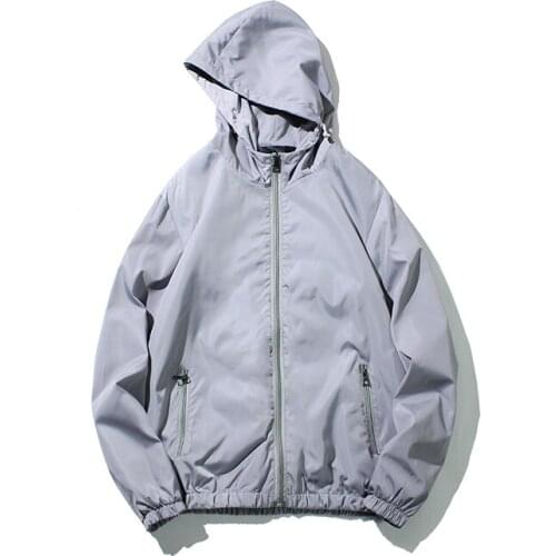 M-5XL Hooded Jacket Men Spring Autumn Solid Color Casual Rib Sleeve Large Size Fashion Streetwear 2019 Windbreaker Coat for Men