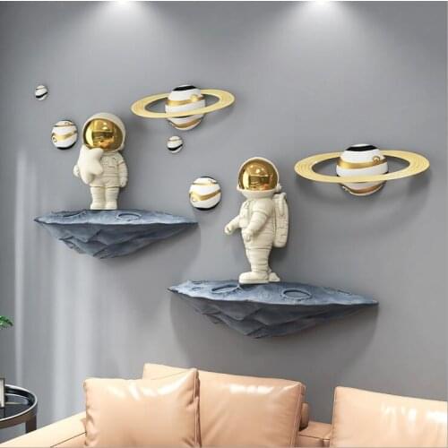 NORDIC ASTRONAUT PLANET RESIN ORNAMENTS WALL HANGINGS HOME LIVINGROOM WALL MURAL DECORATION CHILDRENS ROOM WALL STICKER CRAFTS