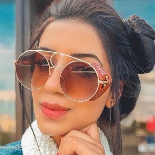 Sunglasses women luxury Round Steampunk mens glasses fashion vintage Gradient Black womens sunglasses 2019 shades for women