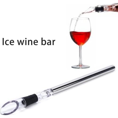 Wine Cooler With Wine Pourer Stick Bar Stainless Steel Stick Cooling Beverage Cooler Decanter Frozen Stick Ice Cooler Bar Tool