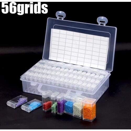 New 56Grids 5D Diamond Painting Box Storage Container With Stickers Embroidery Tools Accessories Jewelry Beads Organizer Case