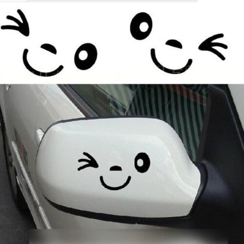 Reflective Cute Decorative Body Stickers Smiley Face Rearview Mirror Reverse Mirror Stickers Personalized Car Stickers Paired