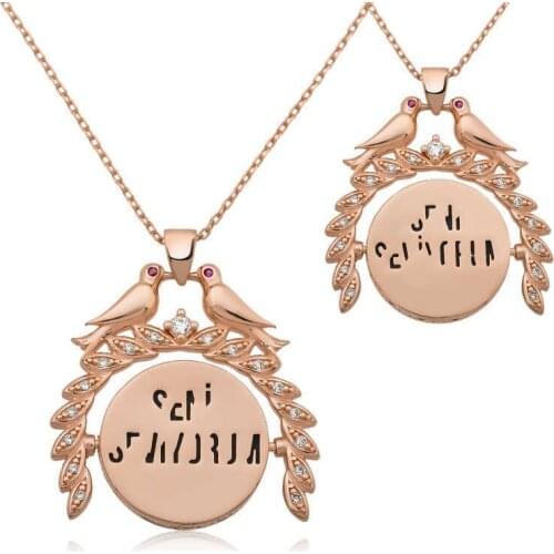 KUTAYDAN 925 Sterling Silver Magic I Love You Printed Necklace