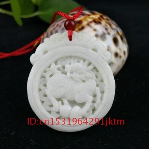 Gifts Pendant for Amulet Necklace Men Charm Fashion Chinese Double-sided Accessories Jade Carved Jewelry White Kirin Natural