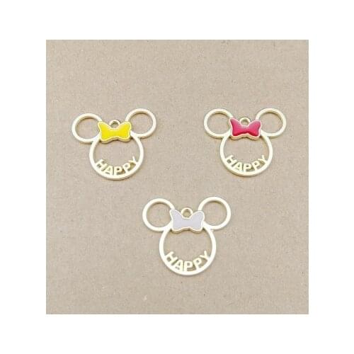 10pcs/pack Happy Mouse Charms Metal Pendant Earring DIY Fashion Zinc Alloy Charms for Jewelry Making 25x23mm