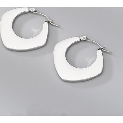 Tarnish Free Hoop Steel Color Stainless Steel Earrings for Women 2021 Aretes De Acero Inoxidable Para Mujer jewlery