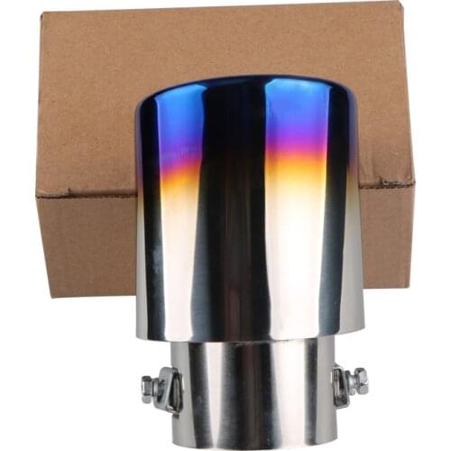 Blue 63 mm Inner Car Exhaust Tips SUV Auto Stainless Steel Muffler Universal Oval Exhaust Pipe 2 Bolt Exhaust Tip 85 mm Outer