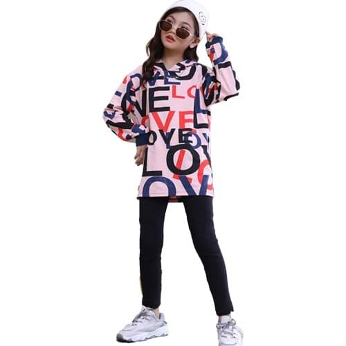 Oyolan Girls Sweatshirt Long-Sleeve Hooded Sweater Hooded Dress Cotton Long Sleeve Shirt Spring Autumn Casual Cool Windproof Top