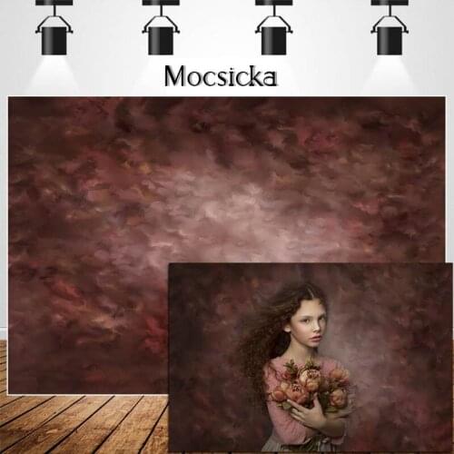 Dark Red Abstract Texture Portrait Backdrop Studio Vintage Old Master Wedding Background Newborn Birthday Cake Smash Photo Shoot