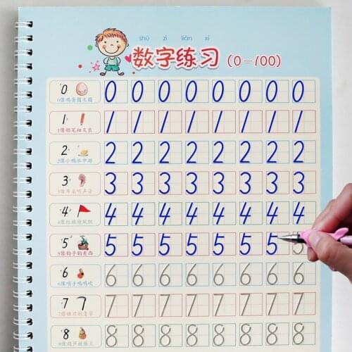 Pupils 0-100 digital Number Groove Calligraphy copybook for Kid Children Exercises Calligraphy Practice Book libros