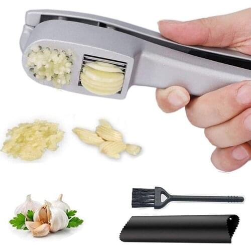 2In1 Garlic Press Garlic Mincer Chopper Utensil Professional Kitchen Garlic Crusher Presser Pefect for Mince Crush Cloves Ginger