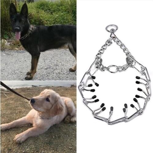 High Quality Strong Metal Dog Collar Adjustable Prong Pinch Choke Chain Outdoor Training Stimulation P Chain for Pitbull S-XL