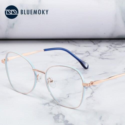 BLUEMOKY Metal Acetate Butterfly Glasses Frame for Women Oversize Myopia Optical Eyeglasses Rimless Clear Lens Eyewear Frames
