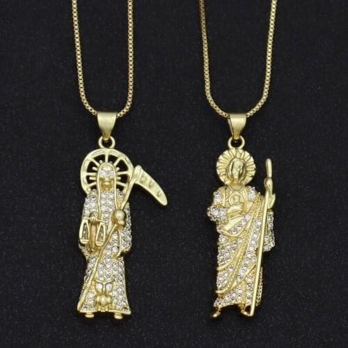 Gold Anime Pendant Necklace Men Womens Jewelry parca Gold Color Classic Prayer Religion Amulet Necklace collar amuleto