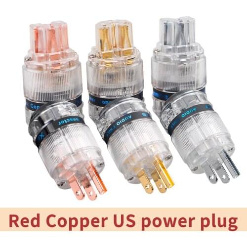 Transparent Shell Red Copper/gold-plated/rhodium-plated US Power Plug DIY Hifi AC Audio Power Cable