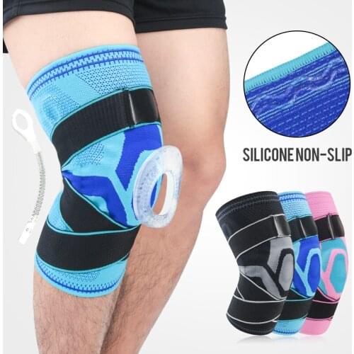 1 Pair Basketball Squat Sport Knee Pads Use Springs To Relieve Load Massage With O-Rings And Use Bandages To Increase Pressure