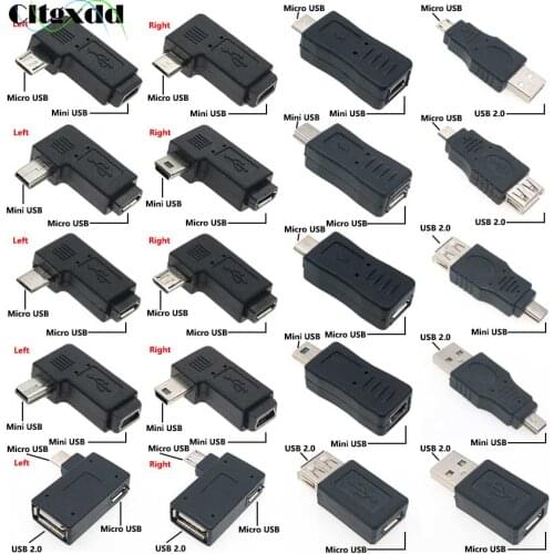 1PCS 90 Degree Left & Right Angled Mini USB 5pin Female to Micro USB Male Data Sync Adapter Plug Micro USB To Mini USB Connector