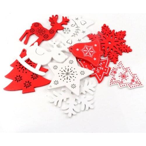 5PCS/Lot Multi Style Creative Wood Craft Christmas Wooden Pendants Ornaments Kids Gift DIY Xmas Tree Ornament Christmas Party