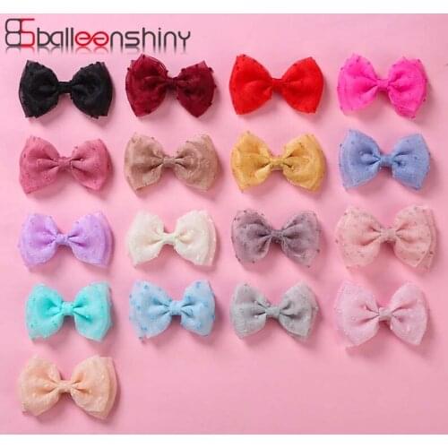 BalleenShiny 2PCS Baby Girls Bow Hairpin Net Yarn Solid Color Hair Accessories Girls Hair Clip for Birthday Gift Photography