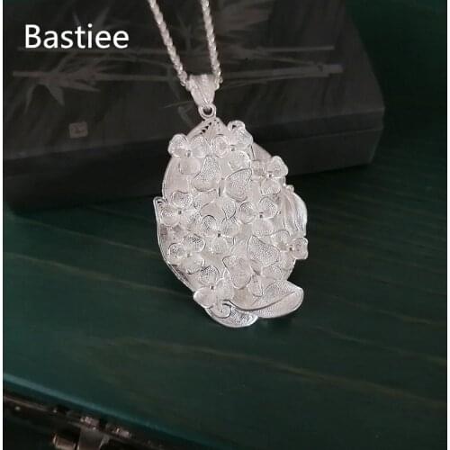 Bastiee Butterfly 999 Sterling Silver Pendant Necklace Women Chakra Pendants Ethnic Hmong Handmade Luxury Fine Jewelry Miao