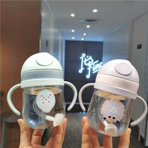 Baby Cup Cute Cartoon Animal Water Bottle For Children Kids & Feeding Summer Drinking Cup For Learning To Drink 280ML PP Materia