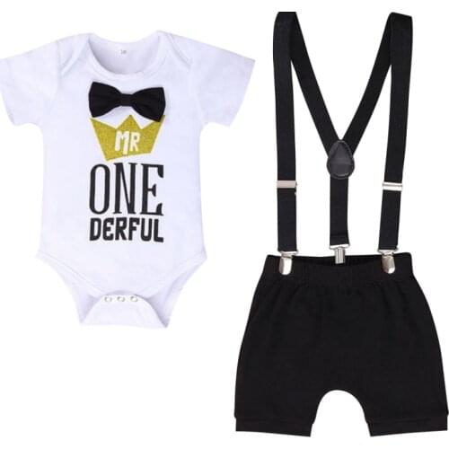 Baby First Birthday Outfit Boy Coolest Bowtie One Year Old Boys Romper Bodysuit Set