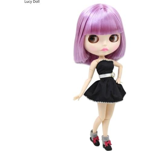 Factory Blythee Doll BL2137 Purple Hair Shiny Face New Faceplate Lips Carves White Skin Joint Body 30cm 1/6
