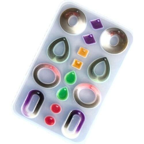 Retro Style Resin Jewelry Molds Silicone Summer Holiday Earring Round Square Rectangle Heart Pendant