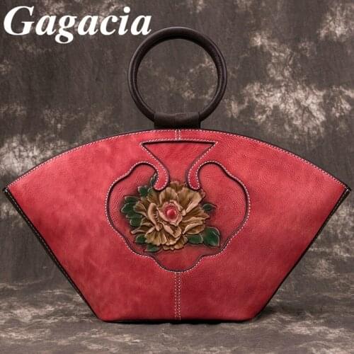 Gagacia New Woman Handbags Luxury Chinese Style Casual Women Genuine Leather Bag Fashion Womens Shoulder Messenger Bags Vintage