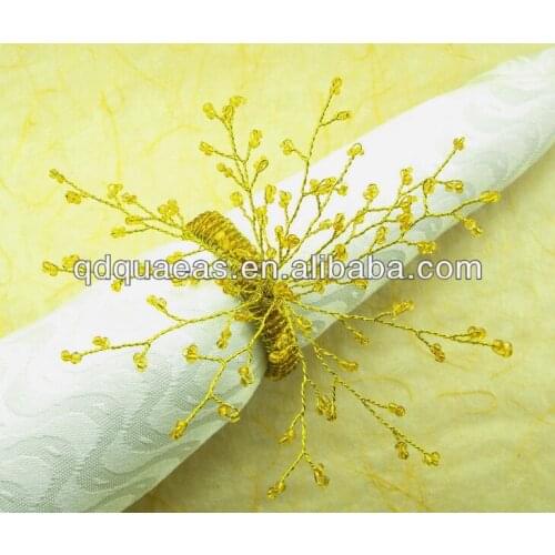Napkin rings glass flower,crystal wholesale napkin holder yellow