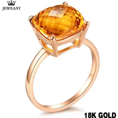 18k Natural Citrine Rose Gold Ring Elegant And Beautiful Minimalism Affordable Price Women Girl Party 2020 New Fine Good