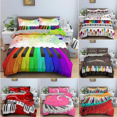 Music Piano Key Duvet Cover 3D Printed Bedding Set Luxury Soft Bedclothes for Bedroom King Queen Single Size 2/3Pcs Bed Cover