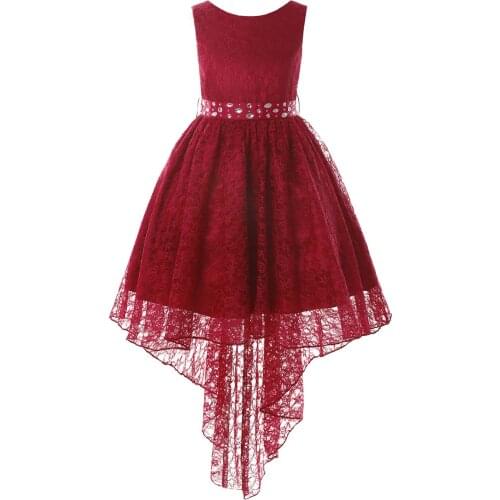 Summer Girls Bridesmaid White Dress Toddler Kids Knee-Length Birthday Party Floral Lace Sleeveless Bow Wedding Princess Dresses