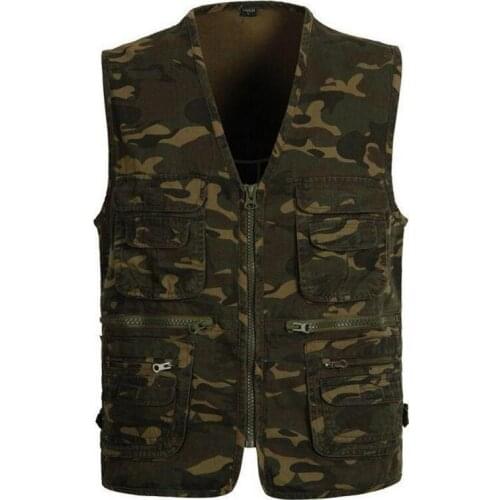 Summer Mens Multi-Pocket Camouflage Vest Multi-functional Outdoors Sports Hiking Vest Reporter Photographer Sleeveless Jacket