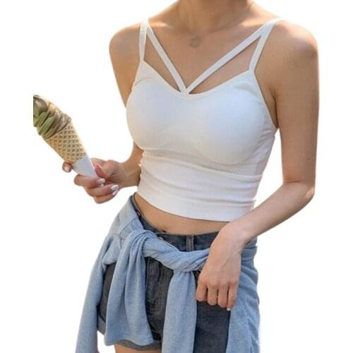 Summer Korean Style Arbitrary Collocation Simple Youth Solid Color Beautiful Back Sleeveless Camisole Vest