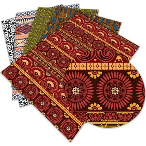 African Tribal Style Faux Leather Sheets 22x30cm DIY PU Synthetic Leather Sheet for Earrings Hair Bows and Craft Making