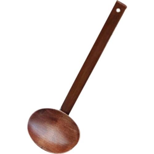Japanese Solid Wood Soup Spoons Ladle Long Handle Pot Spoon Durable Colander Kitchen Cooking Utensil