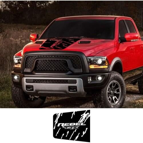 Pickup Engine Hood Stickers For Dodge Ram Head Rebel TRX Graphics Destroyed Vinyl Film Decor Cover Custom Decal Auto Accessories
