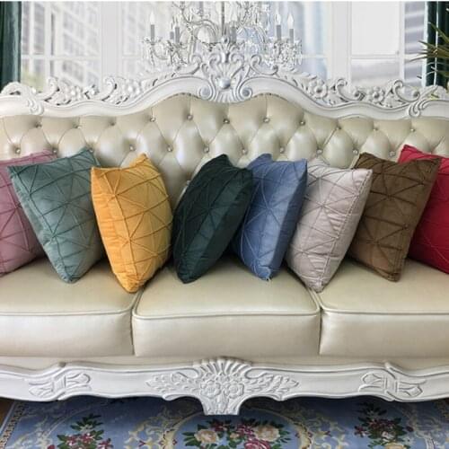 Solid Color Decoration Pillowcase Suede Check Luxury Cushion Covers Simple Nordic Plaid Pillow Cover Geometric Pillow Cases