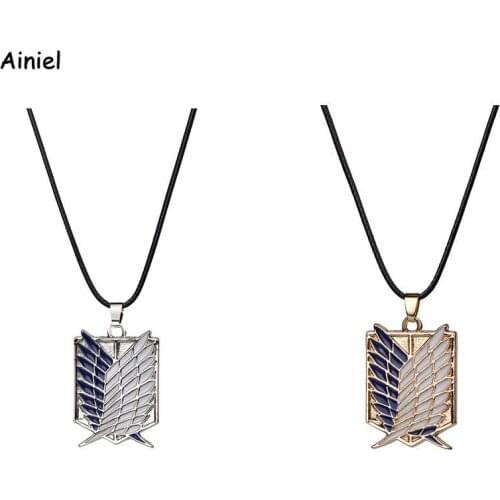 Japanese Anime Attack on Titan Necklace Wings of Liberty Shingeki No Kyojin Leather Chain Gold Silver Pendant Accessories Women